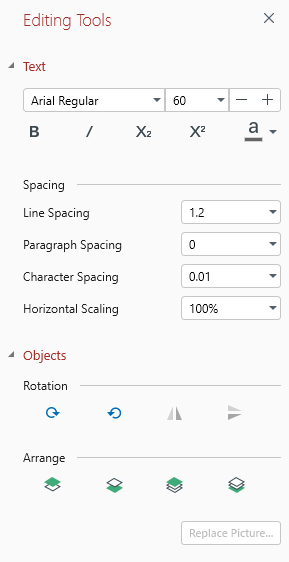 MobiPDF: editing tools dialog window